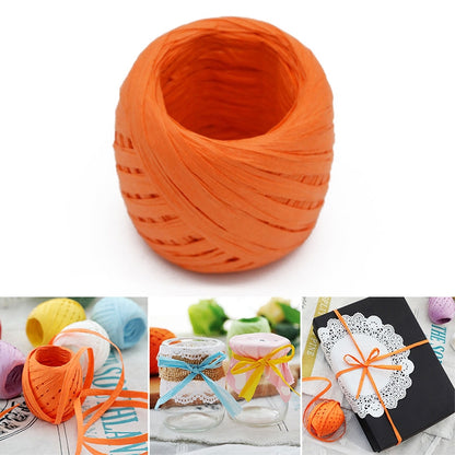 ELECTROPRIME 20M Paper Rope Raffia Ribbon Natural Lace Rope Gift Box Wrapping DIY Decoration(Champagne powder)