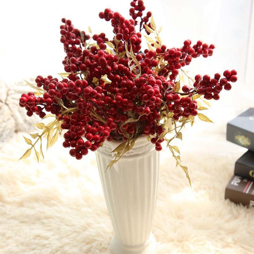 ELECTROPRIME 2 PCS Foam Cranberry Artificial Fruit Bouquet Wedding Decoration