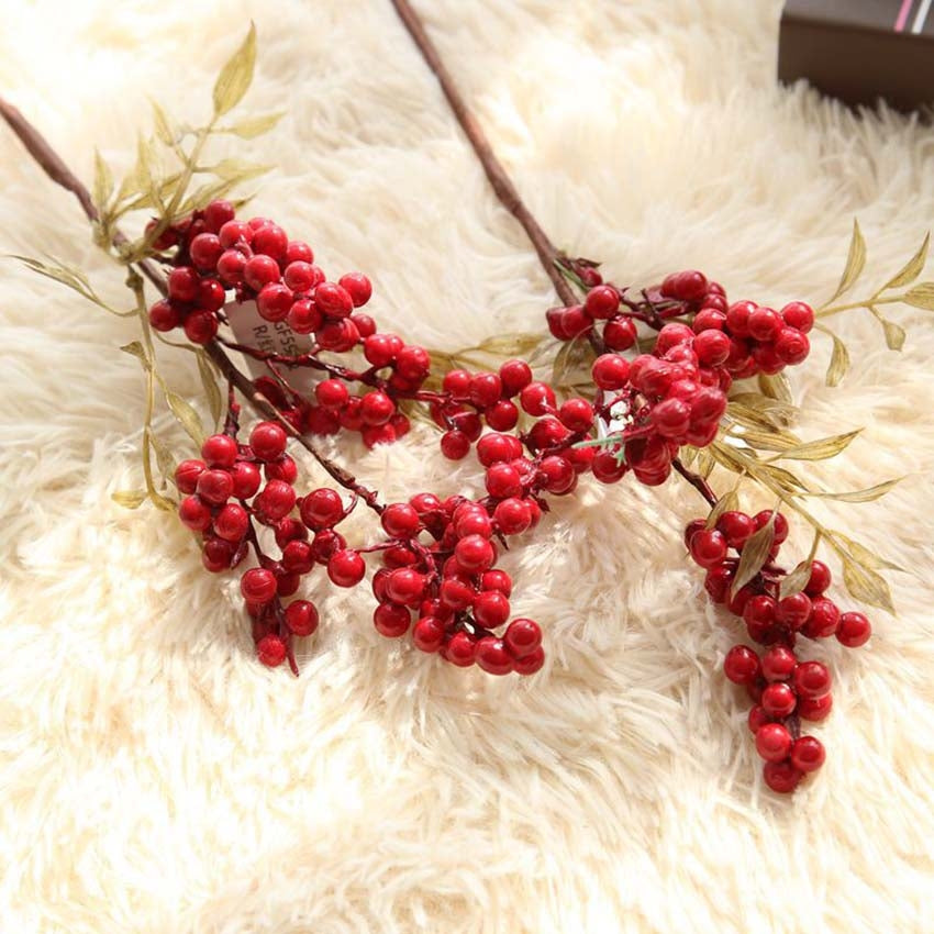 ELECTROPRIME 2 PCS Foam Cranberry Artificial Fruit Bouquet Wedding Decoration
