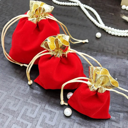 ELECTROPRIME Velvet Bag Jewelry Storage Bag Christmas New Year Holiday Blessing Bag, Size:7x9cm(Red)