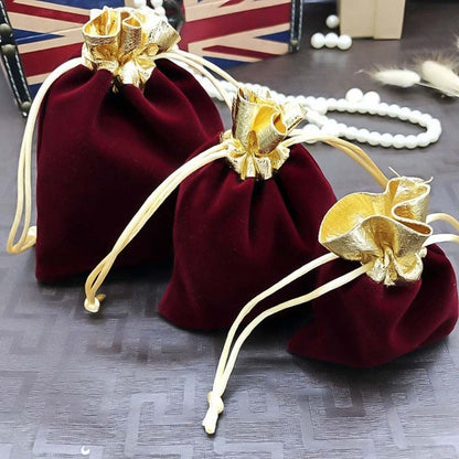 ELECTROPRIME Velvet Bag Jewelry Storage Bag Christmas New Year Holiday Blessing Bag, Size:12x15cm(Red Wine)