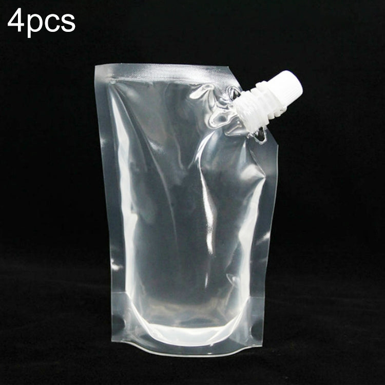ELECTROPRIME 4 PCS Transparent Self-Supporting Mouth Bag Milk Juice Drink Outlet Wine Bag, Size:S