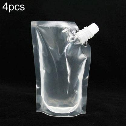 ELECTROPRIME 4 PCS Transparent Self-Supporting Mouth Bag Milk Juice Drink Outlet Wine Bag, Size:S