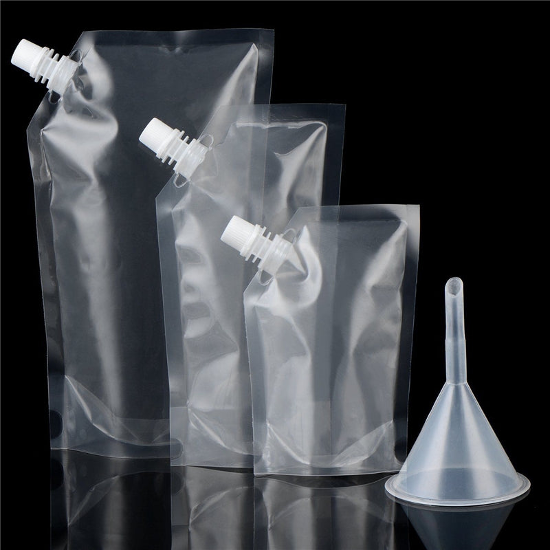 ELECTROPRIME 4 PCS Transparent Self-Supporting Mouth Bag Milk Juice Drink Outlet Wine Bag, Size:S