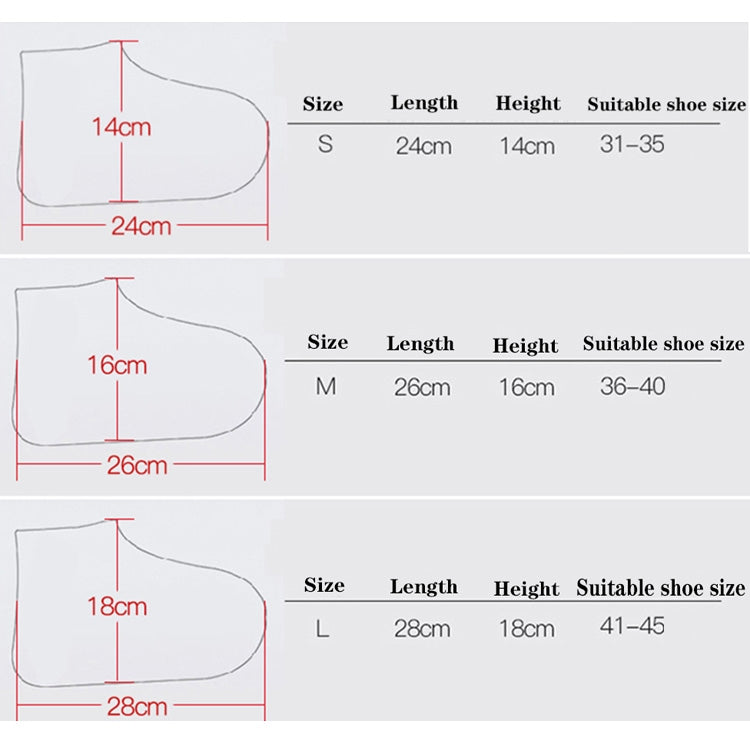 ELECTROPRIME 2 Pairs Waterproof Shoe Cover Raincoat Non-slip Reusable Silicone Insole Shoe Slip Rainshoes Cover, Size:L(Black?Short Tube?)