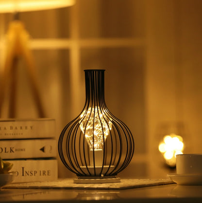 ELECTROPRIME Retro Classic Iron Art LED Table Lamp Reading Lamp Night Light Bedroom Lamp Desk Lighting Home Decoration, Lampshade Style:Wake up Bottle