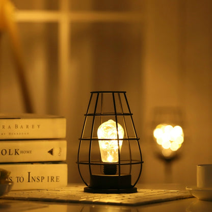 ELECTROPRIME Retro Classic Iron Art LED Table Lamp Reading Lamp Night Light Bedroom Lamp Desk Lighting Home Decoration, Lampshade Style:Separate Jug