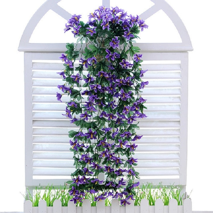 ELECTROPRIME Artificial Flower Wall Hanging Lily Flower Vine Basket Flower Party Decorations(Blue)