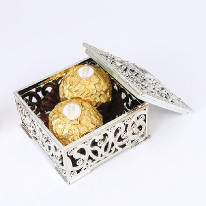 ELECTROPRIME 12 PCS Mini Candy Box Openwork Pattern Square Gift Box, Size:6x6x3.2cm(Silver)