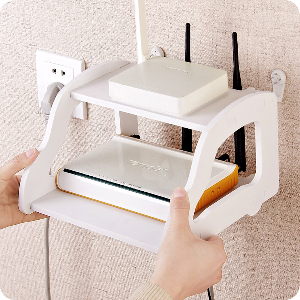 ELECTROPRIME Car Style Wall Shelf Free Punching TV Top Box Rack Router Storage Rack, Size:22.5x21.5x14.8cm