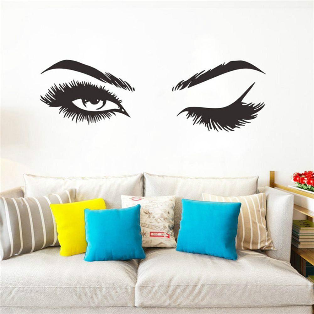 ELECTROPRIME 2 PCS/Set Makeup Shop Beauty Studio Decoration Personality Eyebrow Wall Sticker, Size:57x19cm(Black)