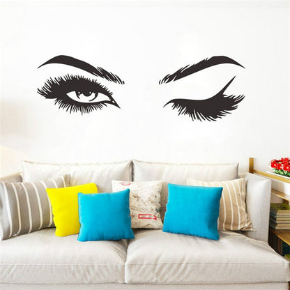 ELECTROPRIME 2 PCS/Set Makeup Shop Beauty Studio Decoration Personality Eyebrow Wall Sticker, Size:57x19cm(Black)