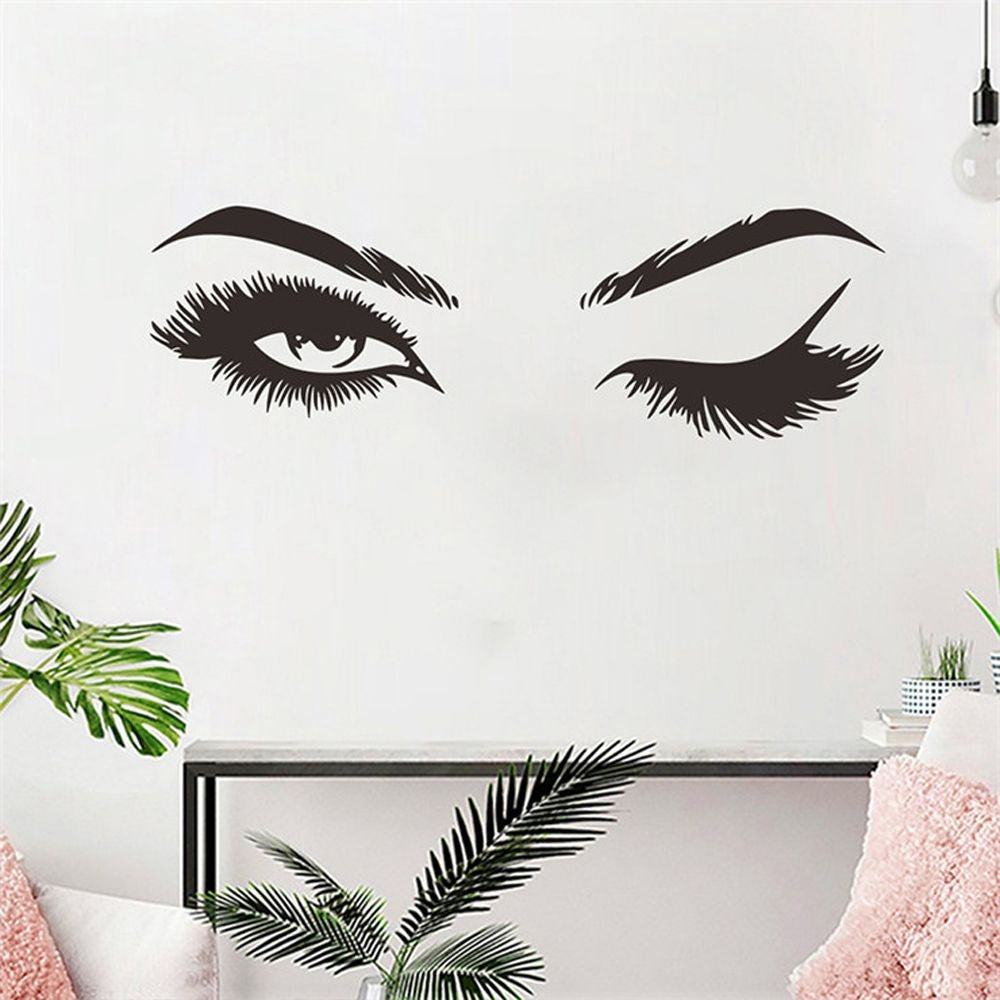 ELECTROPRIME 2 PCS/Set Makeup Shop Beauty Studio Decoration Personality Eyebrow Wall Sticker, Size:57x19cm(Black)