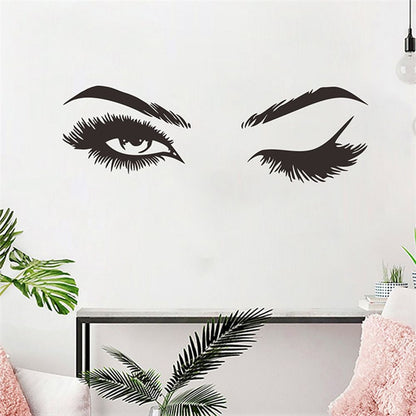ELECTROPRIME 2 PCS/Set Makeup Shop Beauty Studio Decoration Personality Eyebrow Wall Sticker, Size:57x19cm(Black)