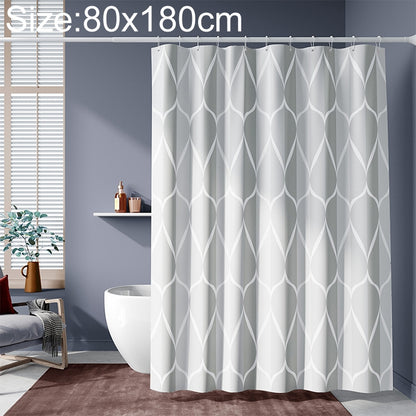 ELECTROPRIME Shower Curtain Waterproof Bathroom Geometric Light Grey Bath Curtains, Size:80x180cm