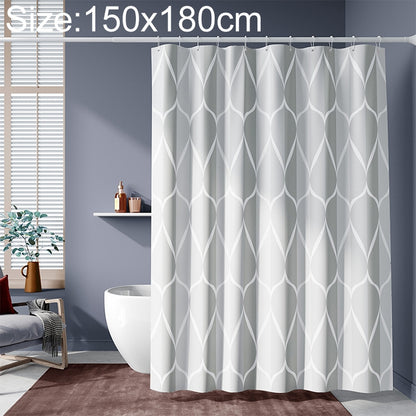 ELECTROPRIME Shower Curtain Waterproof Bathroom Geometric Light Grey Bath Curtains, Size:150x180cm