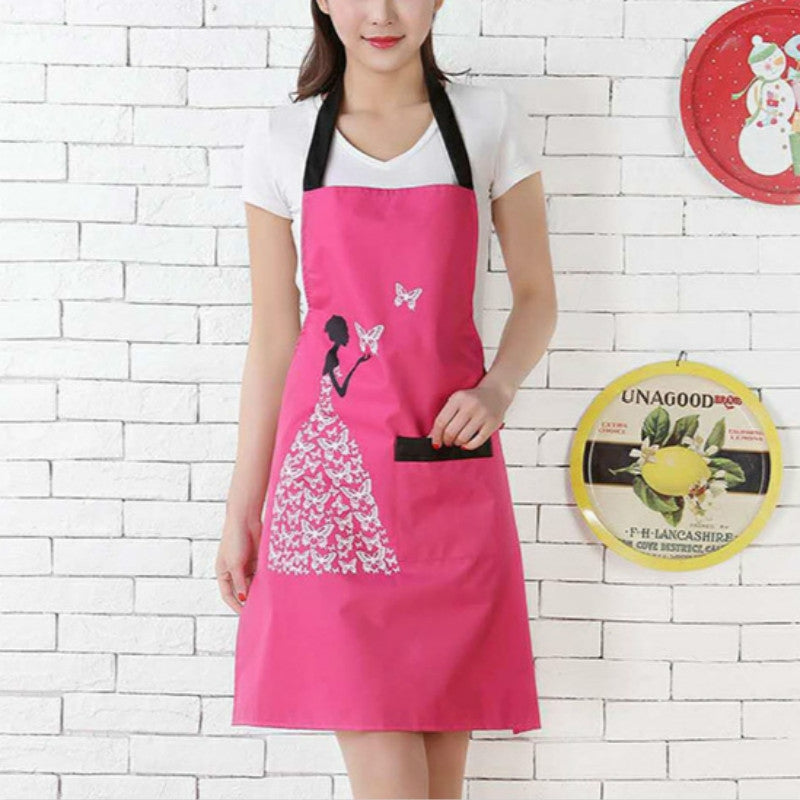 ELECTROPRIME Waterproof Polyester Apron Woman Adult Bibs Home Cooking Baking Coffee Shop Cleaning Kitchen Accessory Beauty Ross Red