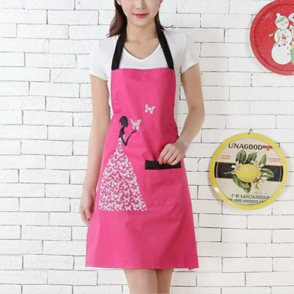 ELECTROPRIME Waterproof Polyester Apron Woman Adult Bibs Home Cooking Baking Coffee Shop Cleaning Kitchen Accessory Beauty Ross Red