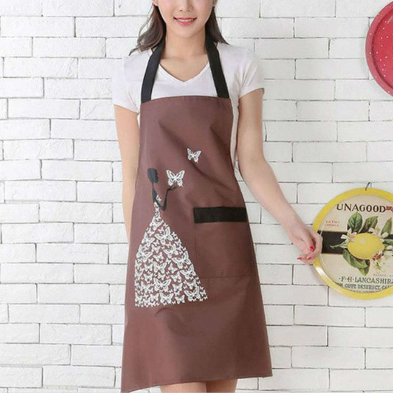 ELECTROPRIME Waterproof Polyester Apron Woman Adult Bibs Home Cooking Baking Coffee Shop Cleaning Kitchen Accessory Beauty Coffee
