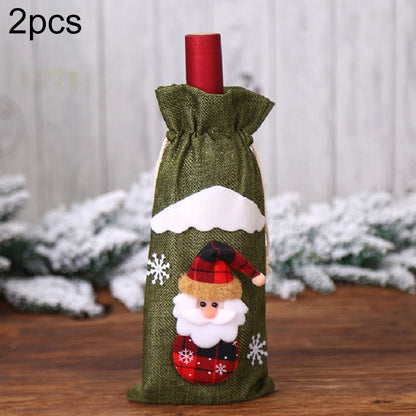 ELECTROPRIME 2 PCS Christmas Gift Wine Bottle Dust Cover Bag Home Table Decor(Green old man)