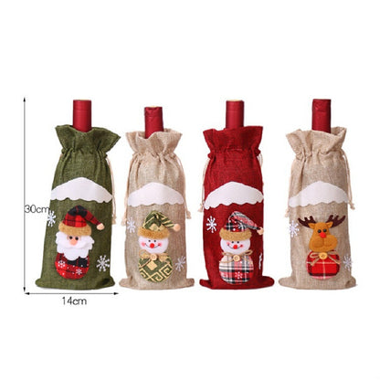 ELECTROPRIME 2 PCS Christmas Gift Wine Bottle Dust Cover Bag Home Table Decor(Red snowman)