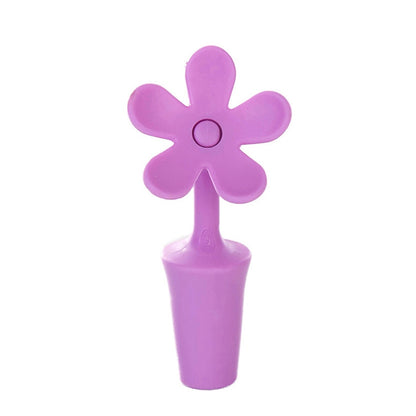 ELECTROPRIME 5 PCS Silicone Wine Stopper Flower Beer Stopper(Purple)