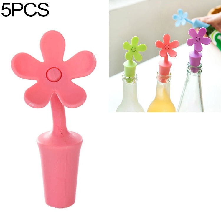 ELECTROPRIME 5 PCS Silicone Wine Stopper Flower Beer Stopper(Red)