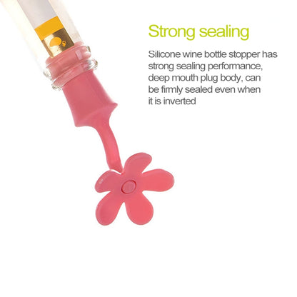 ELECTROPRIME 5 PCS Silicone Wine Stopper Flower Beer Stopper(Red)