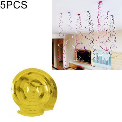 ELECTROPRIME 5 PCS 70cm PVC Spiral Ornaments Christmas Kindergarten Classroom Birthday Party Scene Layout Hanging Sequin Ornaments(Gold)