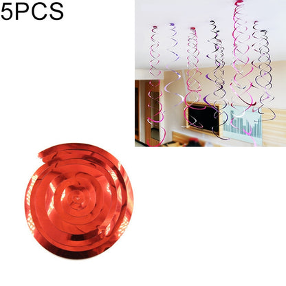 ELECTROPRIME 5 PCS 70cm PVC Spiral Ornaments Christmas Kindergarten Classroom Birthday Party Scene Layout Hanging Sequin Ornaments(Red)
