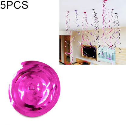 ELECTROPRIME 5 PCS 70cm PVC Spiral Ornaments Christmas Kindergarten Classroom Birthday Party Scene Layout Hanging Sequin Ornaments(Rose Red)