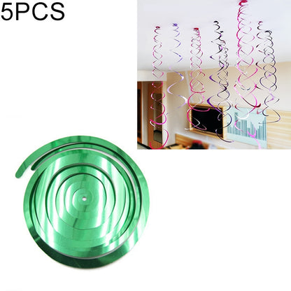 ELECTROPRIME 5 PCS 70cm PVC Spiral Ornaments Christmas Kindergarten Classroom Birthday Party Scene Layout Hanging Sequin Ornaments(Green)