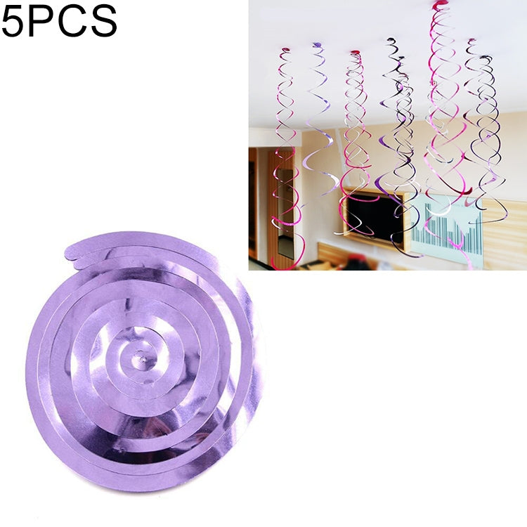 ELECTROPRIME 5 PCS 70cm PVC Spiral Ornaments Christmas Kindergarten Classroom Birthday Party Scene Layout Hanging Sequin Ornaments(Purple)
