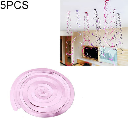 ELECTROPRIME 5 PCS 70cm PVC Spiral Ornaments Christmas Kindergarten Classroom Birthday Party Scene Layout Hanging Sequin Ornaments(Light Pink)