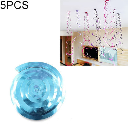 ELECTROPRIME 5 PCS 70cm PVC Spiral Ornaments Christmas Kindergarten Classroom Birthday Party Scene Layout Hanging Sequin Ornaments(Light Blue)