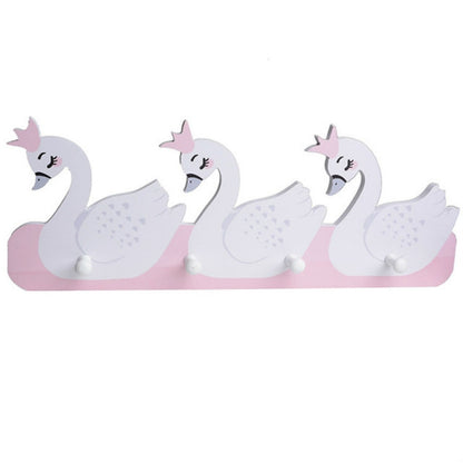 ELECTROPRIME Creative Decorative Coat Hook Cartoon Animal Hanger Free Punching Coat Hook(Swan)