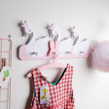 ELECTROPRIME Creative Decorative Coat Hook Cartoon Animal Hanger Free Punching Coat Hook(Swan)