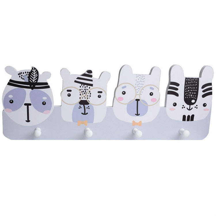 ELECTROPRIME Creative Decorative Coat Hook Cartoon Animal Hanger Free Punching Coat Hook(Gray Animais)