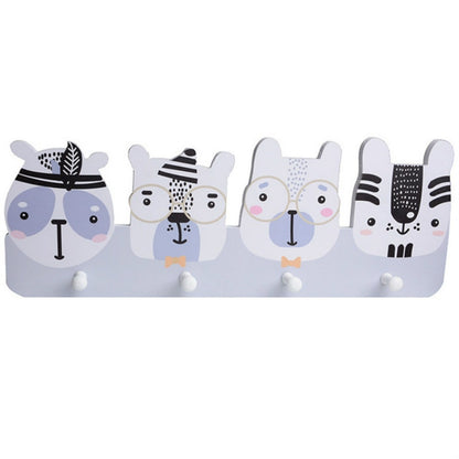 ELECTROPRIME Creative Decorative Coat Hook Cartoon Animal Hanger Free Punching Coat Hook(Gray Animais)
