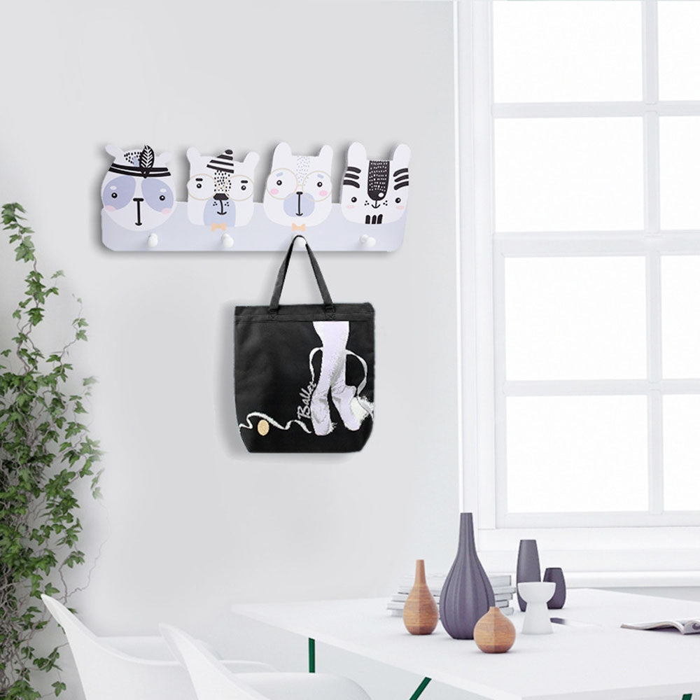 ELECTROPRIME Creative Decorative Coat Hook Cartoon Animal Hanger Free Punching Coat Hook(Gray Animais)