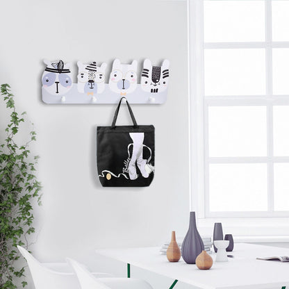 ELECTROPRIME Creative Decorative Coat Hook Cartoon Animal Hanger Free Punching Coat Hook(Gray Animais)