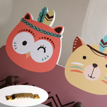 ELECTROPRIME Creative Decorative Coat Hook Cartoon Animal Hanger Free Punching Coat Hook(Gray Animais)