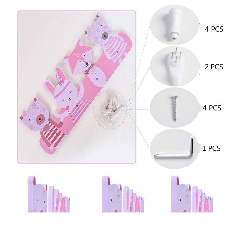 ELECTROPRIME Creative Decorative Coat Hook Cartoon Animal Hanger Free Punching Coat Hook(Gray Animais)
