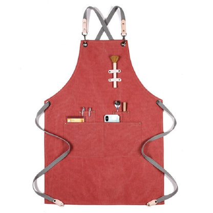 ELECTROPRIME Barbecue Cooking Bartender Antifouling Thick Canvas Apron(Orange A)