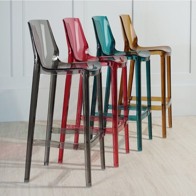 ELECTROPRIME Transparent Bar Chair Personality Fashion Home High Chair Acrylic Chair, Height:65cm(Transparent Color)