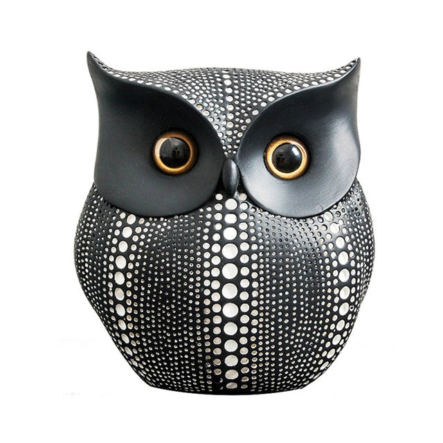 ELECTROPRIME Creative Owl Small Decoration Home Decor Crafts(Black)