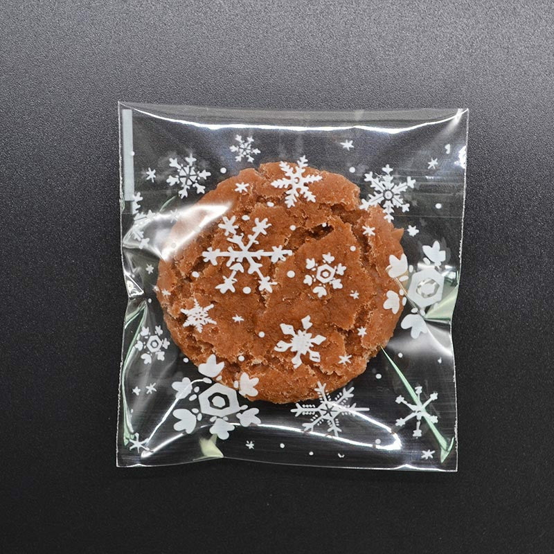ELECTROPRIME 1 Packs Snowflake Christmas Candy Cookie Snack Bag Self-adhesive Gift Bag, Size:7x7cm