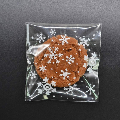 ELECTROPRIME 1 Packs Snowflake Christmas Candy Cookie Snack Bag Self-adhesive Gift Bag, Size:7x7cm