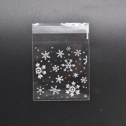 ELECTROPRIME 1 Packs Snowflake Christmas Candy Cookie Snack Bag Self-adhesive Gift Bag, Size:7x7cm