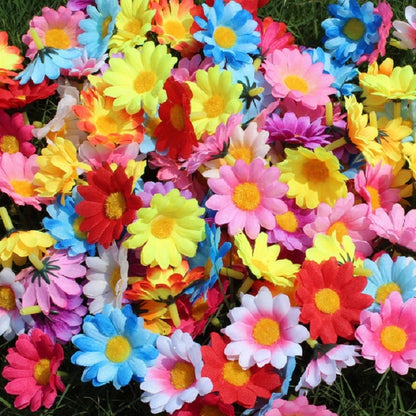 ELECTROPRIME 100 PCS 12 Leaf Sun Flower Head Simulation Small Chrysanthemum Sunflower Flower Head(Color Mixing)